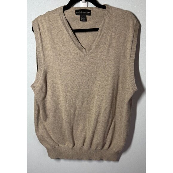 Croft & Barrow Mens Brown Sweater Vest Sz Large 100% Cotton Smart Casual Office - Picture 1 of 9